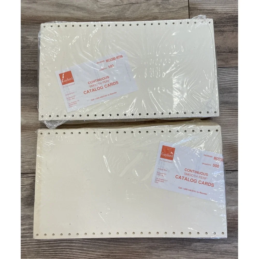 1000 Gaylord Smooth Perf Blank Library Catalog Cards NOS MCS300-M236